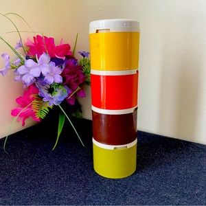 Vintage Tupperware Stackable Spice Shakers Set of 4 Harvest Colors